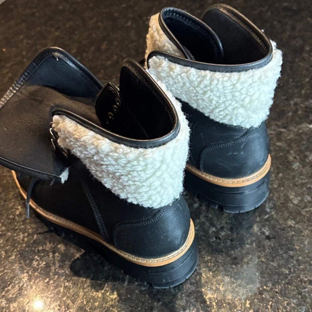 Marc Fisher Black and Cream Winter Boots